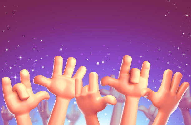 istock Cartoon hands at a party. 3d render 824074860
