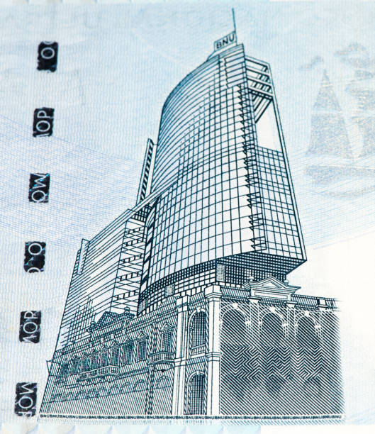 100 Macanese pataca bank note. Macanese pataca is the national currency of Macau