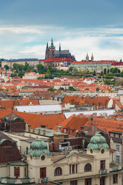 istock Prague view from above in  daytime with cloudy blue sky, Vertical 824090728
