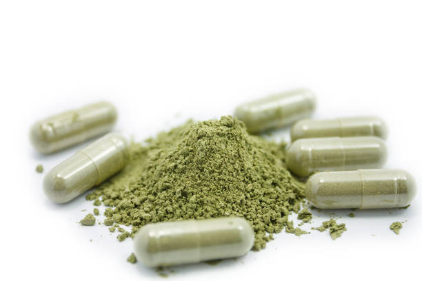 istock Close up andrographis paniculata herbal antipyretic capsules isolated on white 824091226