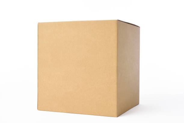 istock Isolated shot of blank cube cardboard box on white background 824105840