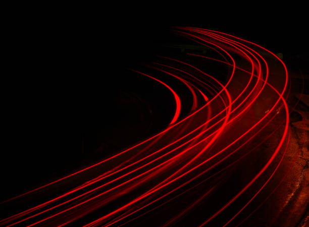 Long exposure at night Long exposure of traffic at night in Calgary tail photos stock pictures, royalty-free photos & images