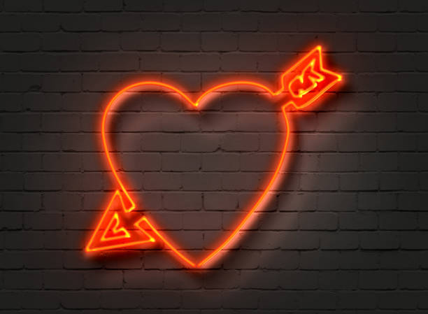 istock Heart With Arrow, neon sign on brick wall 824111954