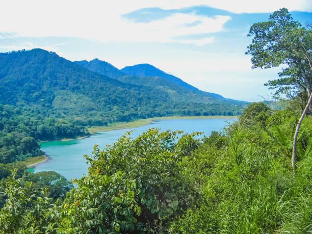 istock Beautiful tamblingan lake with mountain background 824112532