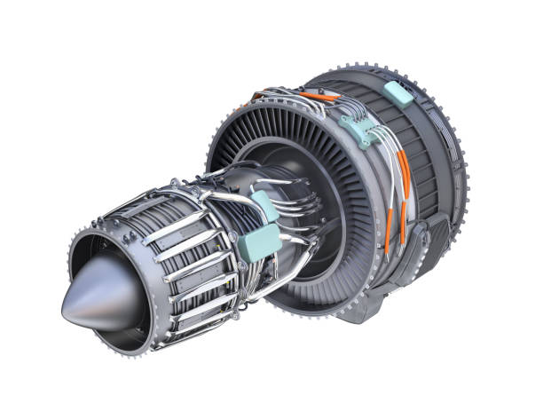 istock Rear view of turbofan jet engine isolated on white background 824115792