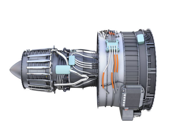 istock Side view of turbofan jet engine isolated on white background 824115852