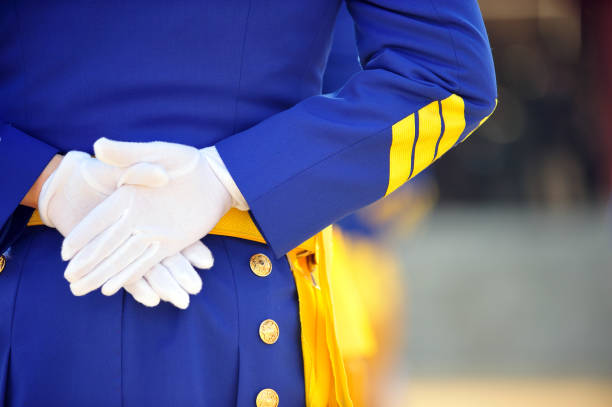 A view from behind the Military Academy cadet.
