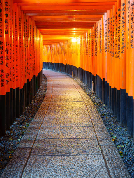 Torii gates in Fushimi Inari Shrine, Kyoto, Japan stock photo
