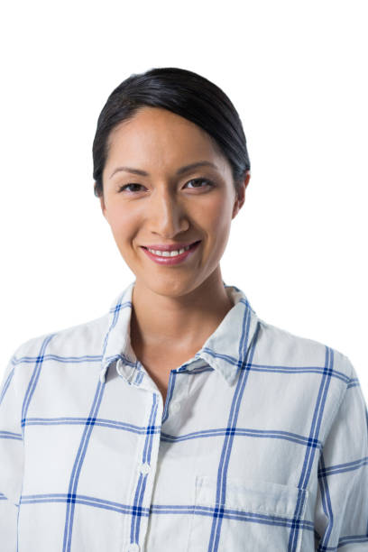 istock Smiling woman against white background 824125802
