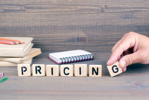 istock pricing. Wooden letters on dark background 824132796