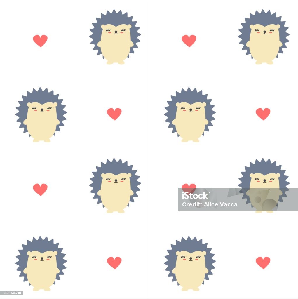 cute cartoon hedgehog seamless vector pattern background illustration Animal stock vector