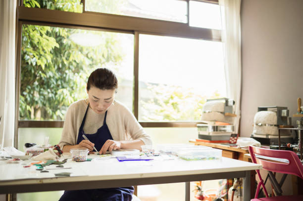 istock Glass craft artists making at home studio 824142424