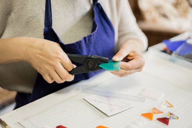 istock Glass craft artists making at home studio 824142568
