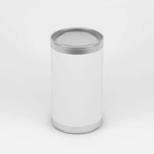 istock Metal tin Can with paper label, Aluminum cylindrical box packaging 824147772