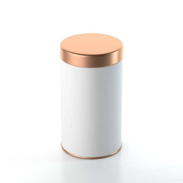istock Aluminum Tin can packaging Mockup with golden lid, 3d rendering 824150116