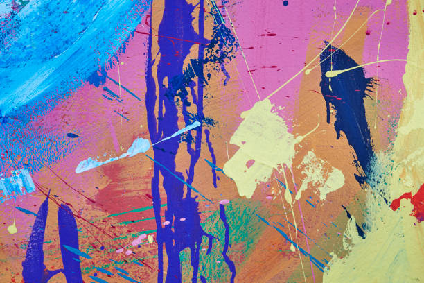 istock Multicolored vivid and textured gouache abstract background 824160382