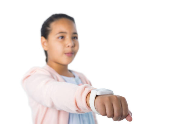 istock Cute girl showing her smart watch 824161088