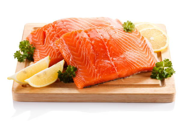 istock Fresh raw salmon steak on cutting board 824164630