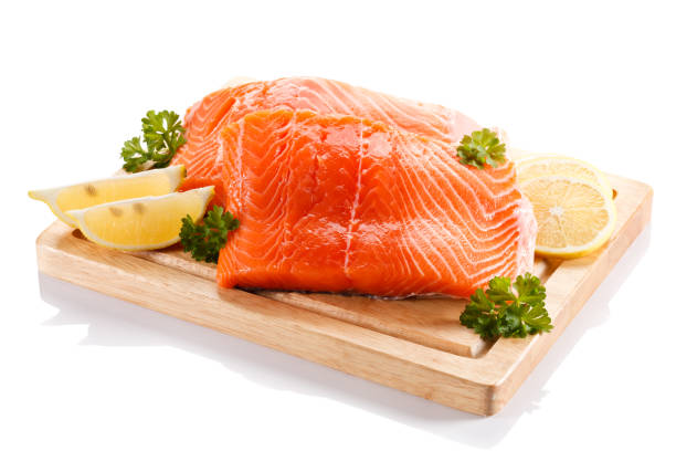 istock Fresh raw salmon steak on cutting board 824164668