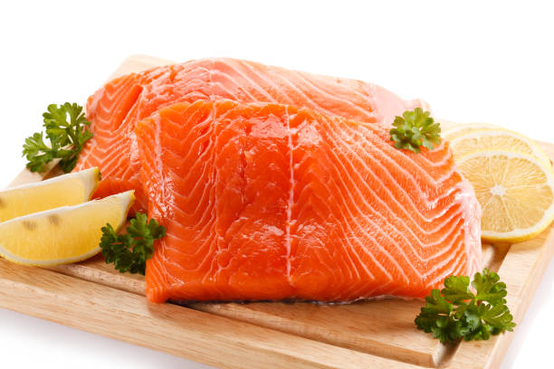 istock Fresh raw salmon steak on cutting board 824164752