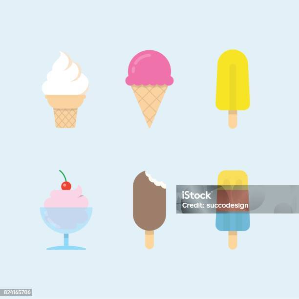 Set Of Vector Ice Cream Icons Stock Illustration - Download Image Now - Ice Cream, Ice Cream Cone, Vector