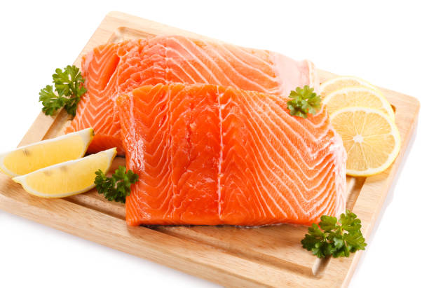 istock Fresh raw salmon steak on cutting board 824166820