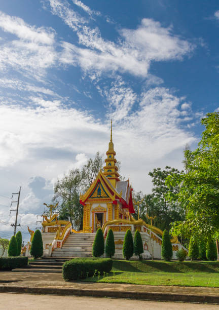 istock Old golden church  and blue sky. 824174348