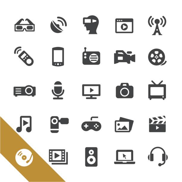 multimedia-symbole - select serie - entertainment occupation flash stock-grafiken, -clipart, -cartoons und -symbole