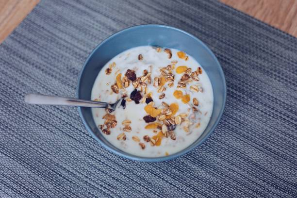 istock Natural yoghurt with muesli. 824185176