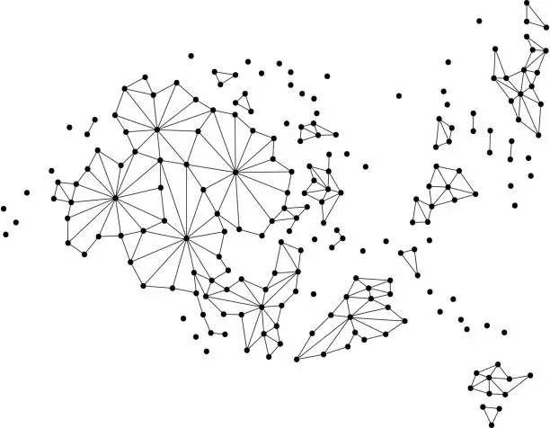 Vector illustration of Aland Islands map of polygonal mosaic lines network, rays and dots vector illustration.