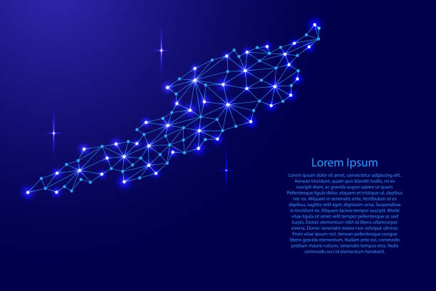 istock Anguilla map of polygonal mosaic lines network, rays and space stars of vector illustration. 824186528