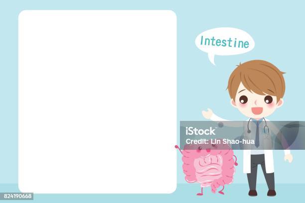 Cartoon Doctor With Intestine Stock Illustration - Download Image Now - Adult, Blank, Care