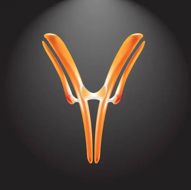 Vector illustration of antibody, high technology microbiology representation, on a dark background