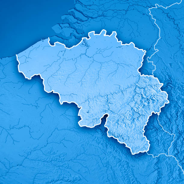 istock Belgium Country 3D Render Topographic Map Blue Border 824208762