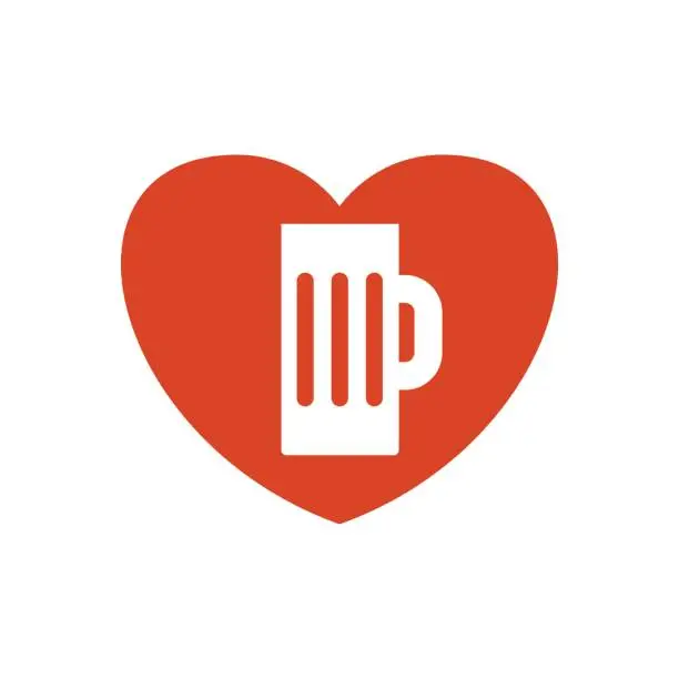 Vector illustration of beer icon heart