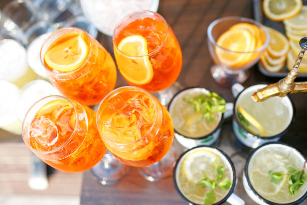 istock Spritz cocktail in misted glass, selective focus 824234996