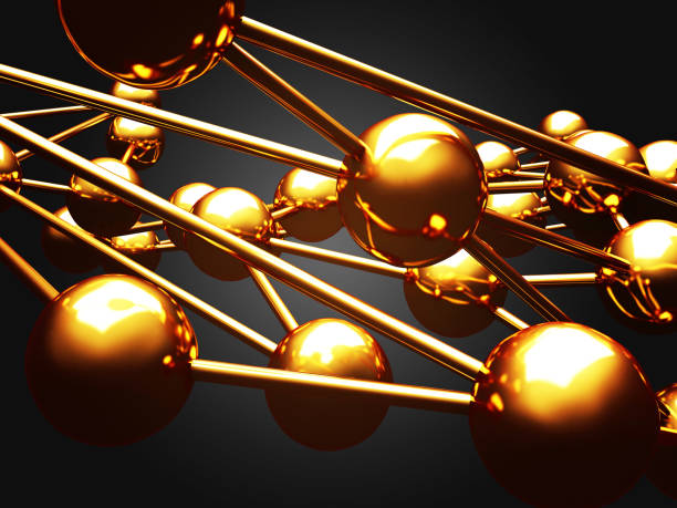 istock Chaotic golden globe spheres abstract background 824235848