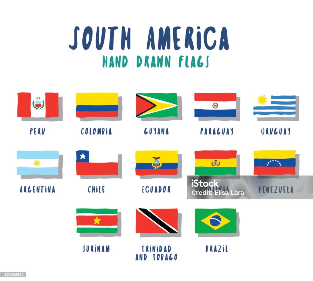 Ilustración de Conjunto De Banderas De Países De América Del Sur Estilo De Dibujos Animados Dibujados A Mano y más Vectores Libres de Derechos de Bandera - iStock Ilustración de Conjunto De Banderas De Países De América Del Sur Estilo De Dibujos Animados Dibujados A Mano y más Vectores Libres de Derechos de Bandera - iStock