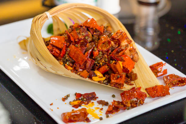 Plate of Chinese Dish, Spicy Fired Chicken