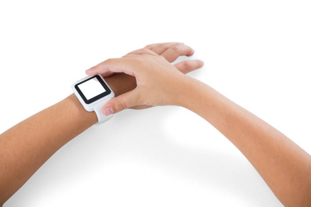 istock Close-up of girl hand using smartwatch 824246938