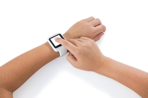 istock Close-up of girl hand using smartwatch 824246950