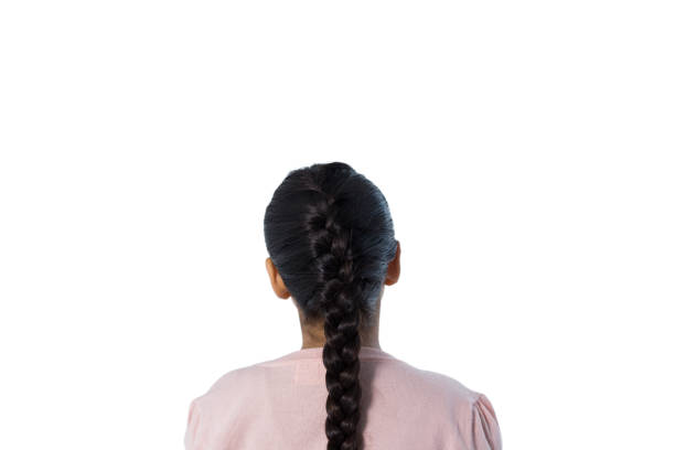 Rear view of girl against white background