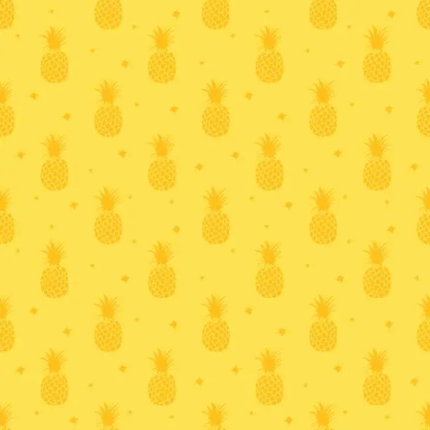 Vector illustration of Pineapple background. Cute pineapples seamless pattern. Summer tropical all over print.