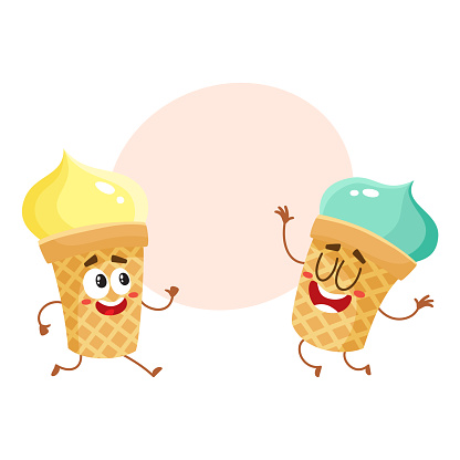 Funny Smiling Pistachio Ice Cream Character In Wafer Cup Stock Illustration  - Download Image Now - iStock