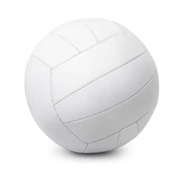 White leather volleyball isolated on white