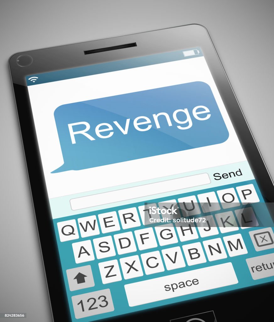 Revenge concept. 3d Illustration depicting a phone with a revenge concept. Revenge Stock Photo