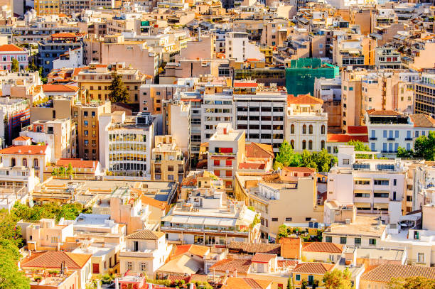 panorama de atenas, a capital da grécia. - 16727 - fotografias e filmes do acervo