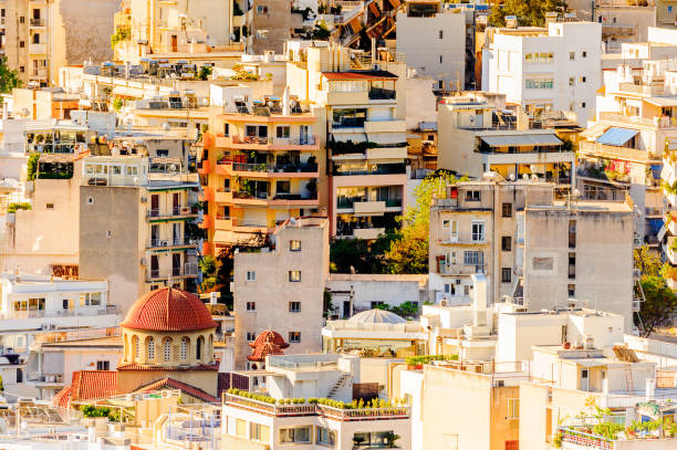vista aérea das casas em atenas, capital da grécia. - 16626 - fotografias e filmes do acervo