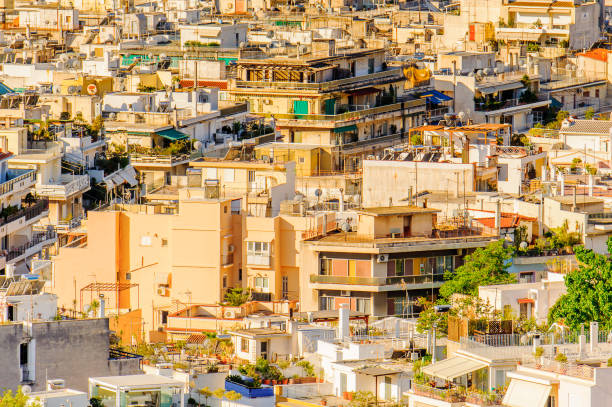 aerial view of houses in athens, the capital of greece. - 16636 imagens e fotografias de stock