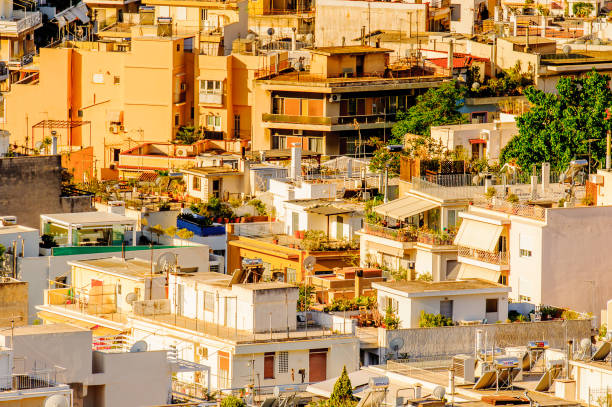 aerial view of houses in athens, the capital of greece. - 16607 imagens e fotografias de stock